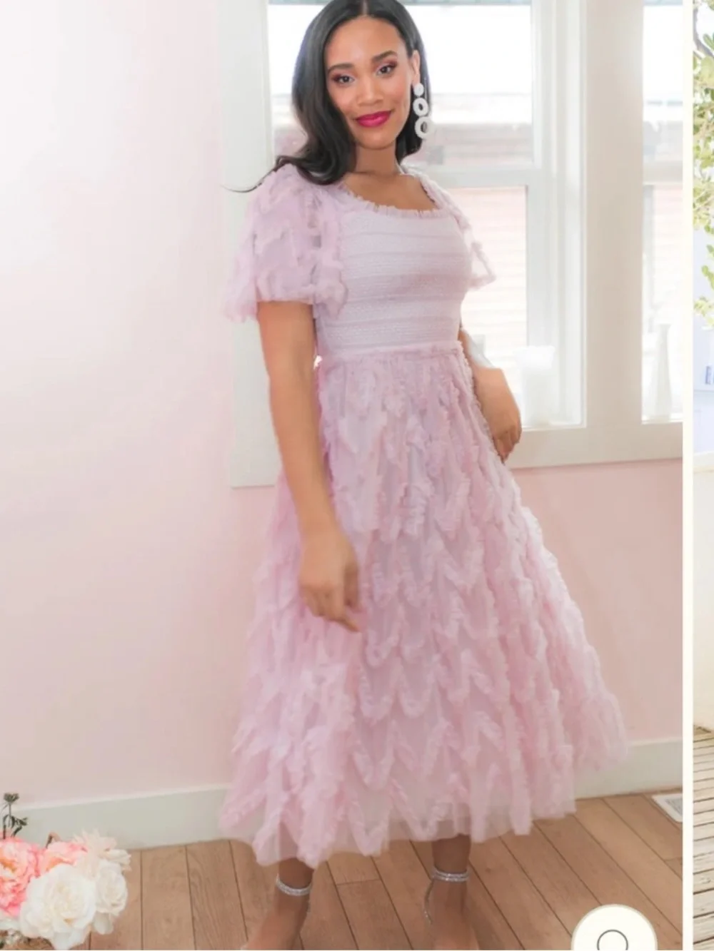 IVY CITY CO. CLOUD NINE SIZE L purple lilac tulle‎ midi